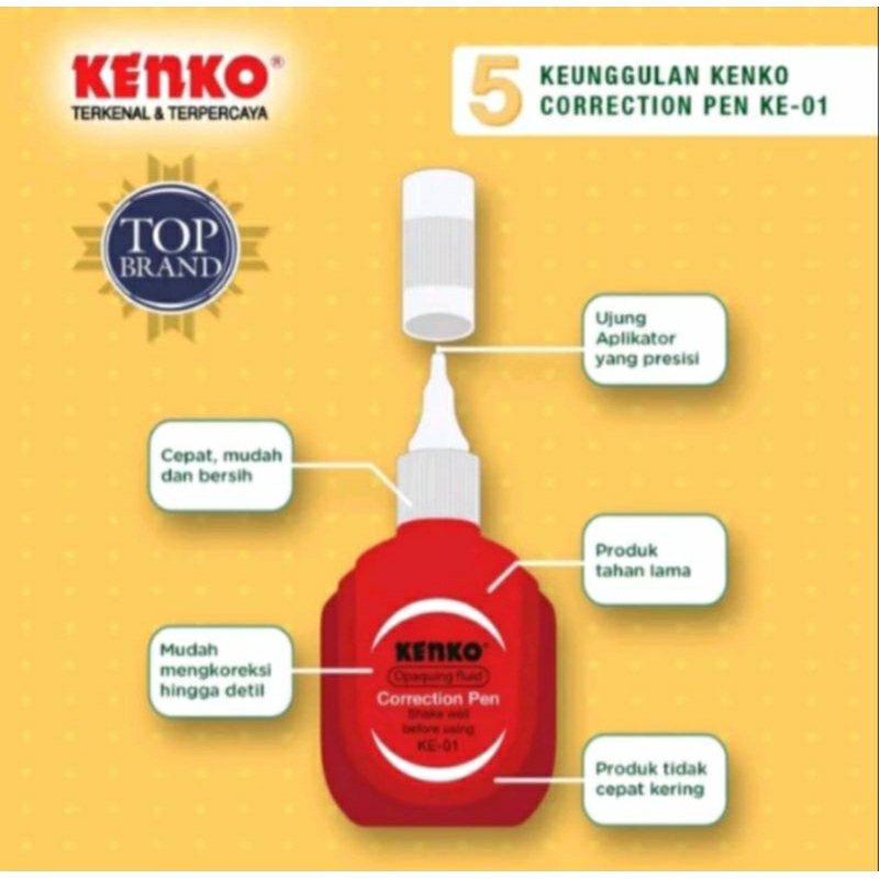 

Correction Pen Kenko KE 01 Correction Fluid - Tip Ex - Stipo Cair - Tipex Botol Merah Murah - 1 Botol