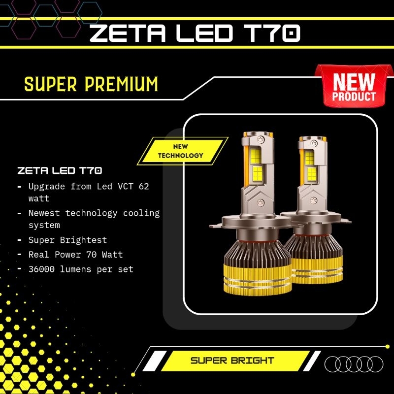 Zeta Led T70 Super Premium 70 Watt H4 Super Canbus