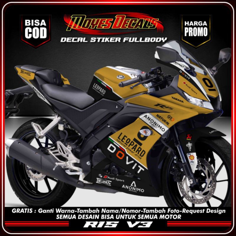 Decal Yamaha R15 V3 Full Body ,Decal sticker Yamaha R15 V3 motif Leopard