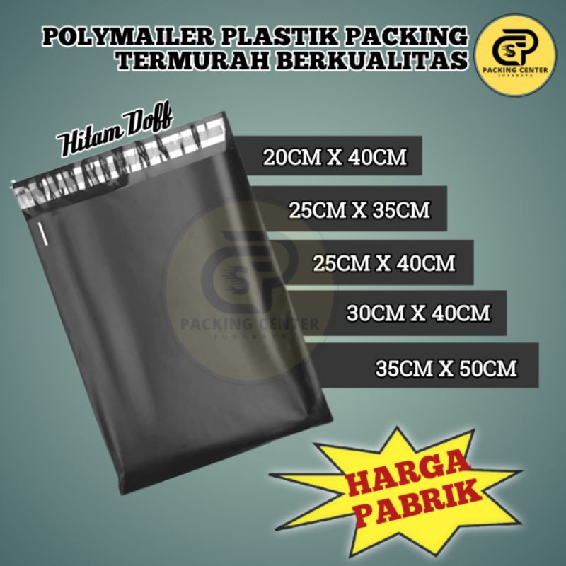 

Plastik Packing / Polymailer Online Shop Warna Hitam Doff Isi 10Pcs Sudah dilengkapi dengan Lem Perekat, Termurah, Grosir, COD