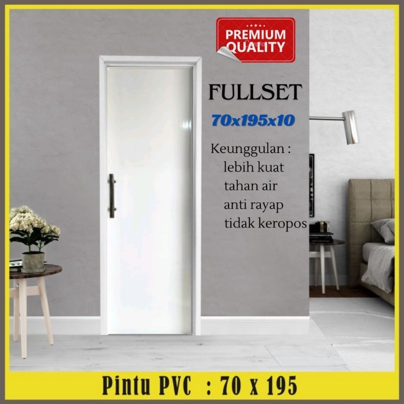 Pintu Kamar Mandi PVC Plastik Tebal Fullset Kusen Pintu