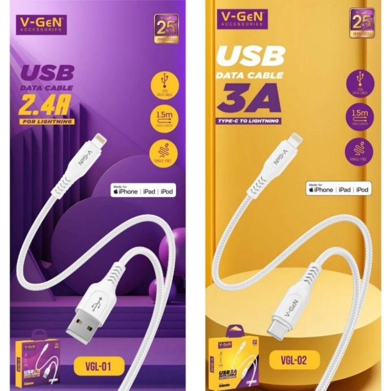 V-Gen Kabel Data USB Type C To Lightning MFI For Iphone Ipad Ipod / Cable Charger Type C To Lightnin