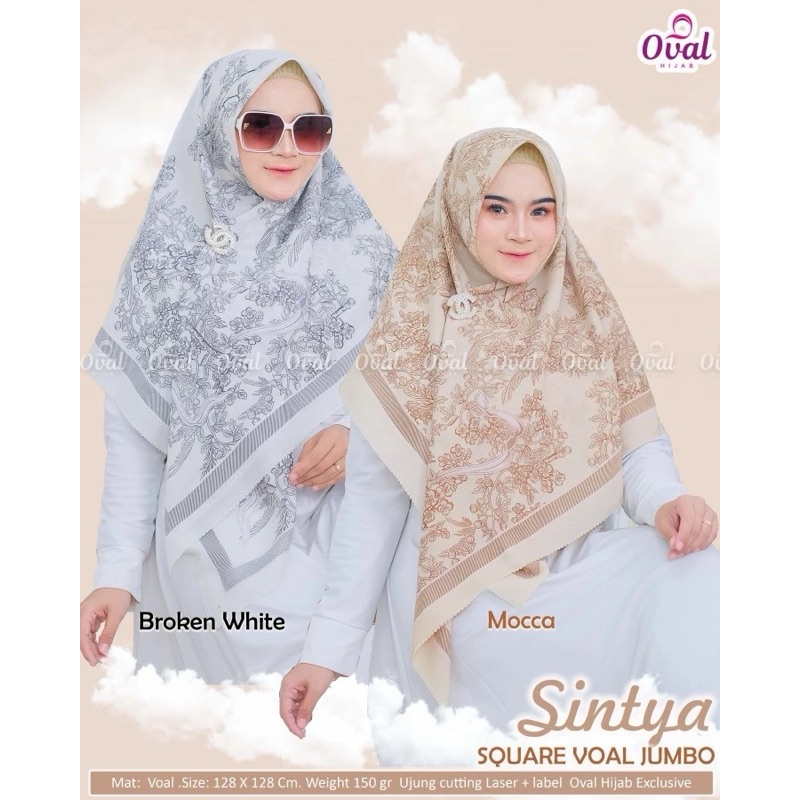 Square Voal Jumbo Original Oval Hijab Square Jawhara Motif Voal Sintya Motif