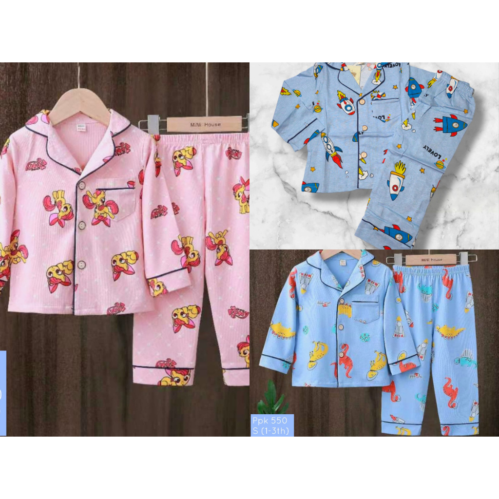 [PPK] Baju Tidur Anak / Setelan Anak / Piyama Anak Import Kancing Qiqimaidou Perempuan Laki Laki Pan