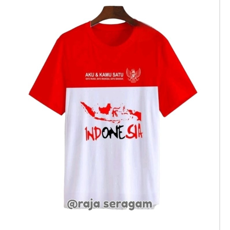 kaos Merah putih 17 agustus motif peta INDONESIA KAOS KEREN