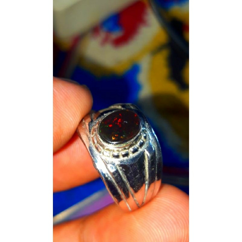 Kalimaya black opal 100% ASLI BANTEN RING  ASLI
