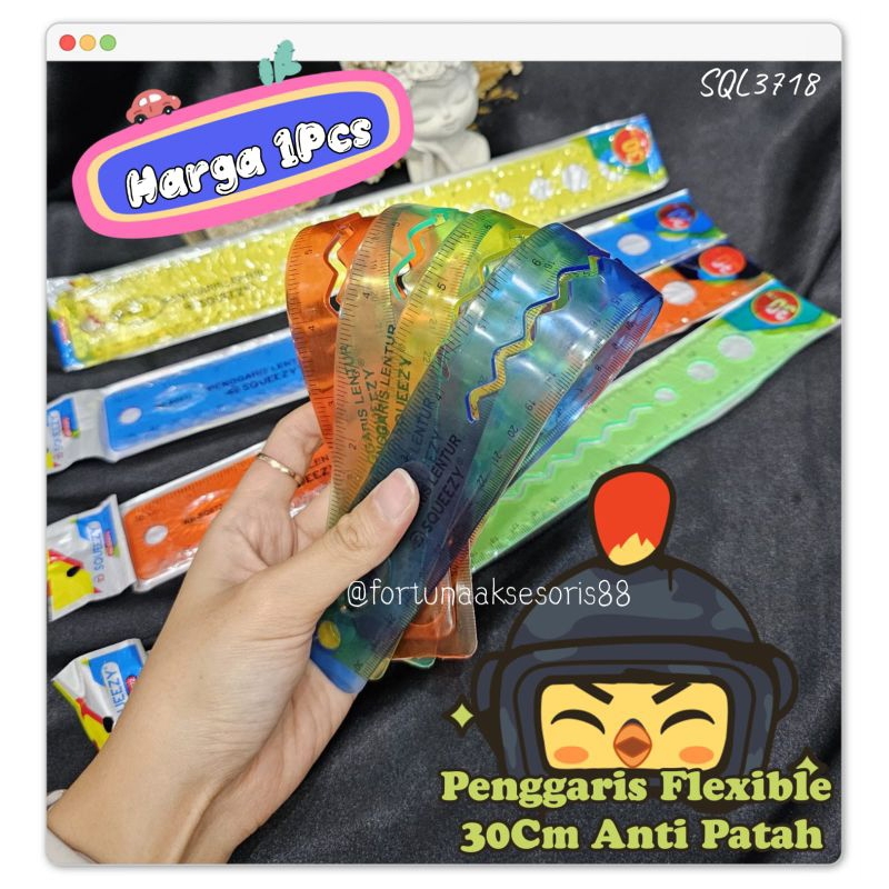 

PENGGARIS LENTUR SQUEEZY 30CM / PENGGARIS FLEKSIBEL ANTI PATAH / PENGGARIS PLASTIK WARNA WARNI / FLEXIBLE RULLER / SQL3718