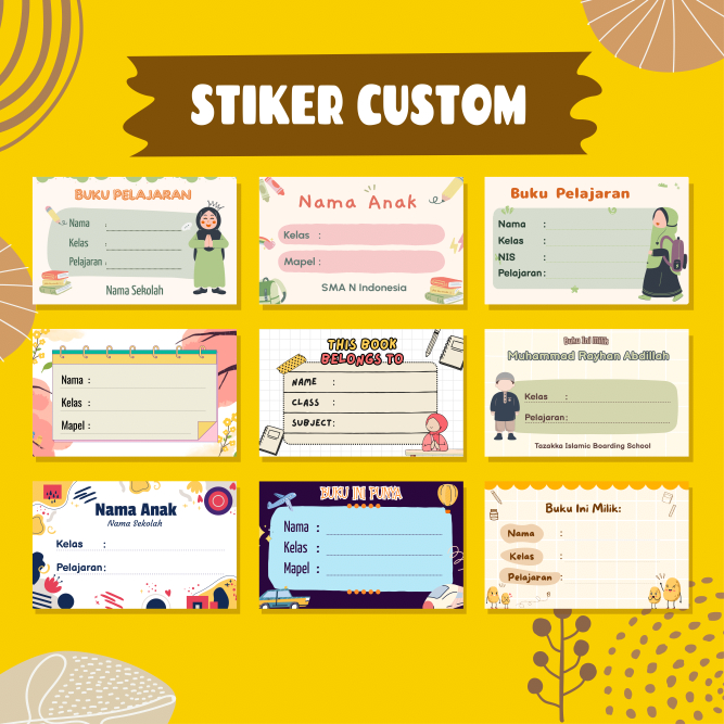 

Custom Stiker Buku Pelajaran isi 16pcs - Label Buku Sekolah Custom - Lembar Belajar
