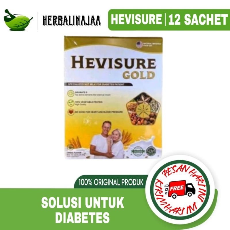 

Hevisure Gold Asli Original Susu Diabetes Dan Kencing Manis @1 Box 12 Saset