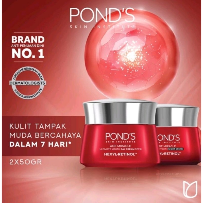 Set Pond's Age Miracle 50g Day & Night Cream 50g Set Anti Aging Ponds Age Miracle