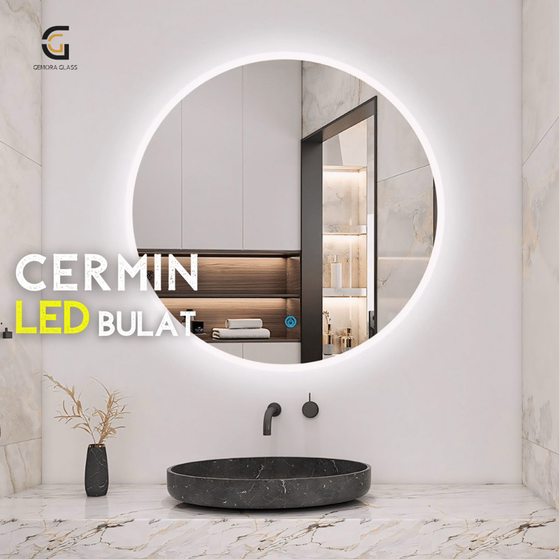 Cermin Bulat Led Strip 50Cm (Free Packing Kayu) Kaca Cermin Lampu Aesthetic/ Led Lamp/ Wastafel