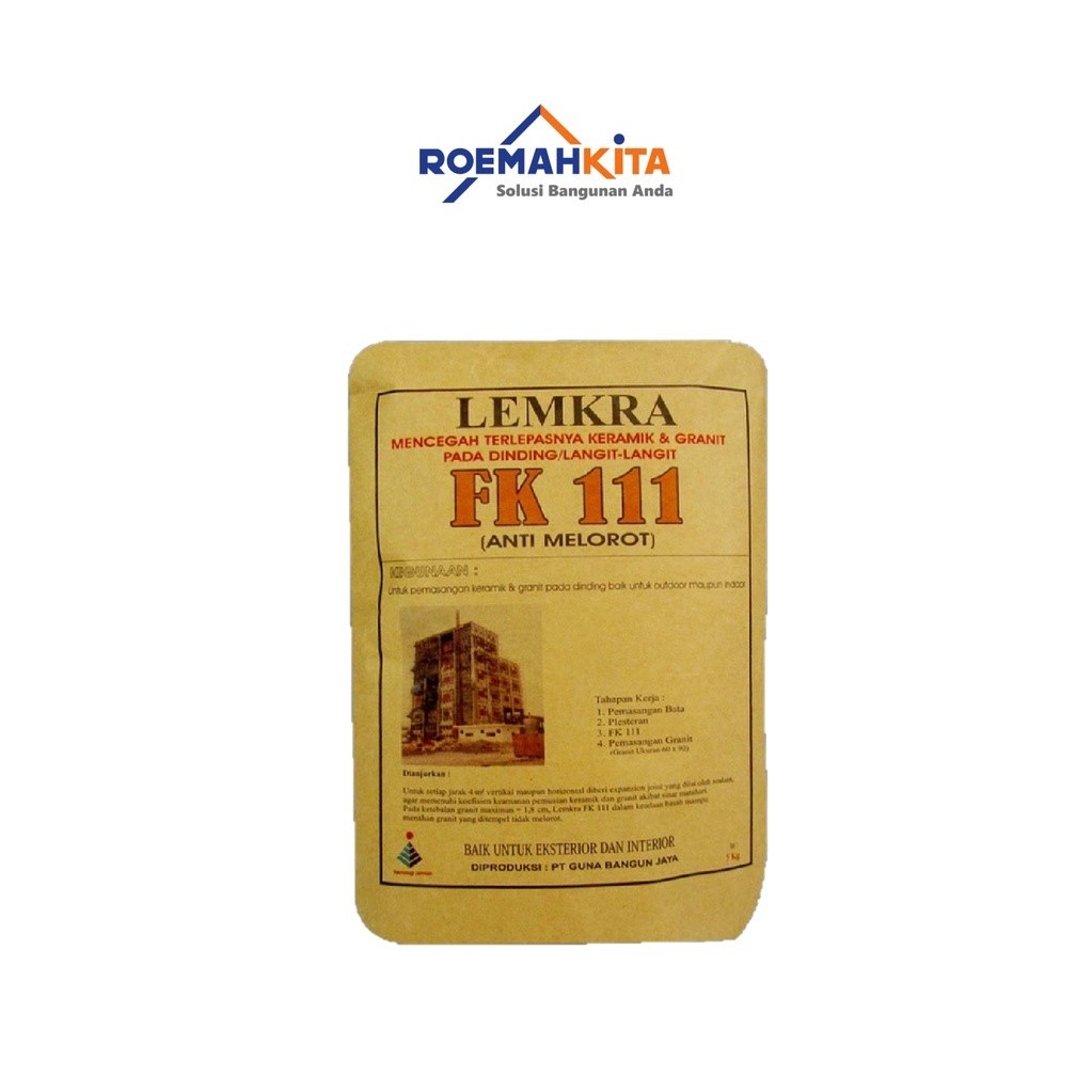 SEMEN PEREKAT KERAMIK ANTI MELOROT LEMKRA FK 111 ABU 5 KG | Semen perekat keramik Dinding| Semen Ins