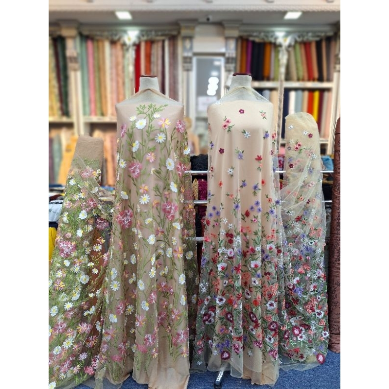 Tulle Bordir Flower Sakura / Bordir bunga Sakura -lafemmetextile