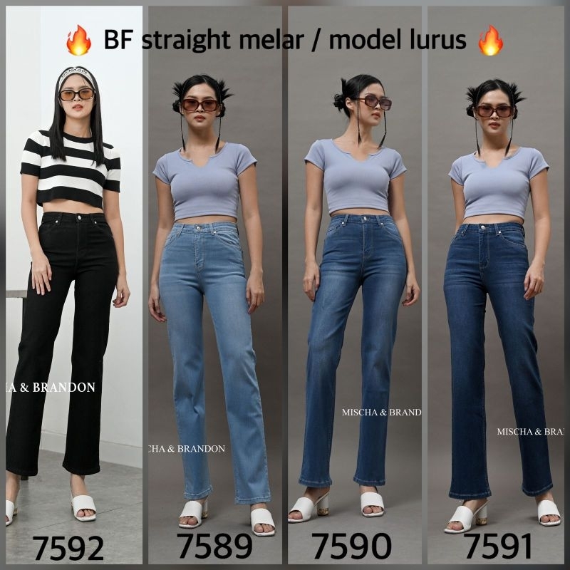 M&B Jeans Celana Panjang Wanita Jeans Boyfriend Straight stretch melar size 27-34