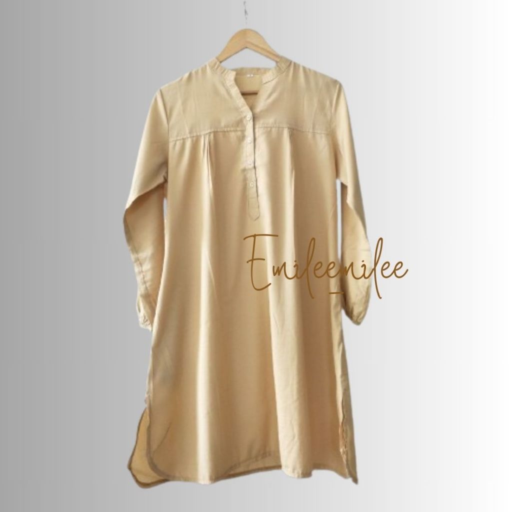 Atasan muslimah tunik polos viscose jumbo oversized Cream