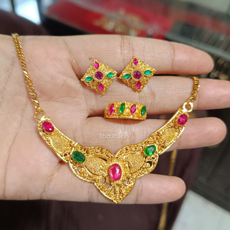 set perhiasan bali alpaka lapis emas