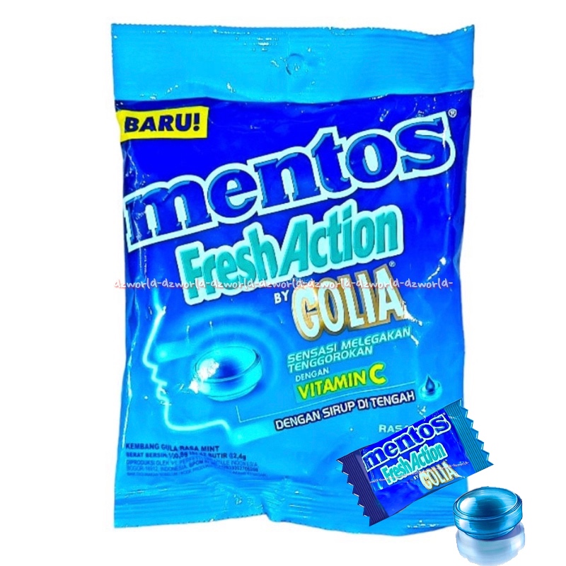 

Mentos Fresh Action by Golia 42pcs Sensasi Melegakan Tenggorokan Permen Dengan Sirup Di Tengah Golya Vitamin C Rasa Mint Mentoz Halal