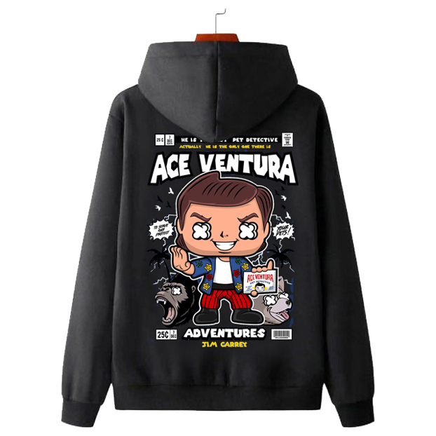 Jaket Hoodie Ace Ventura Hoodie Jumper Pullover & Zipper (Ritsleting) Bahan Cotton Fleece