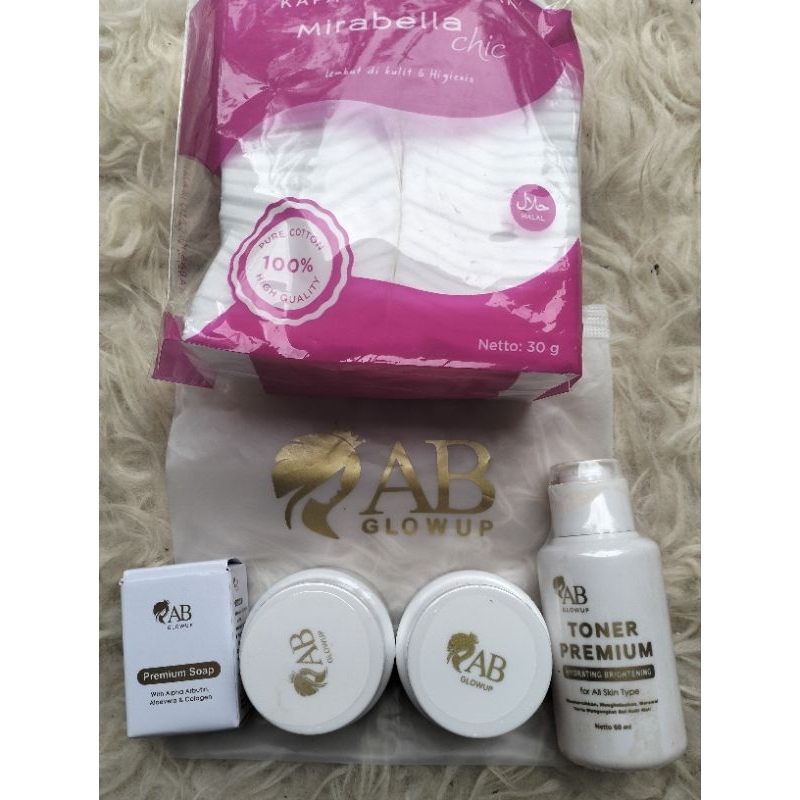 Skincare ab glow up 1 paket free kapas