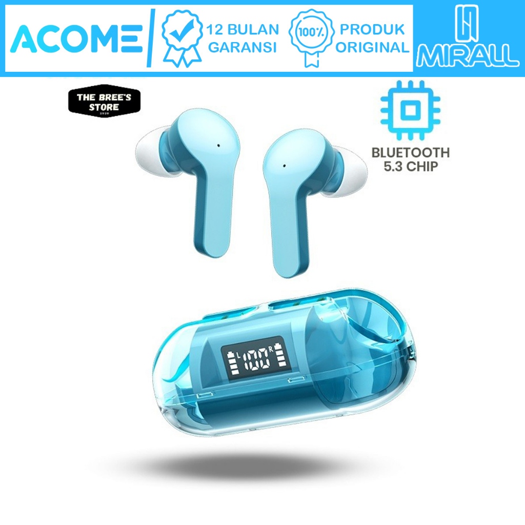 ACOME AT02 Headset Earphone Wireless Earbuds TWS BASS Bluetooth 5.3 Original