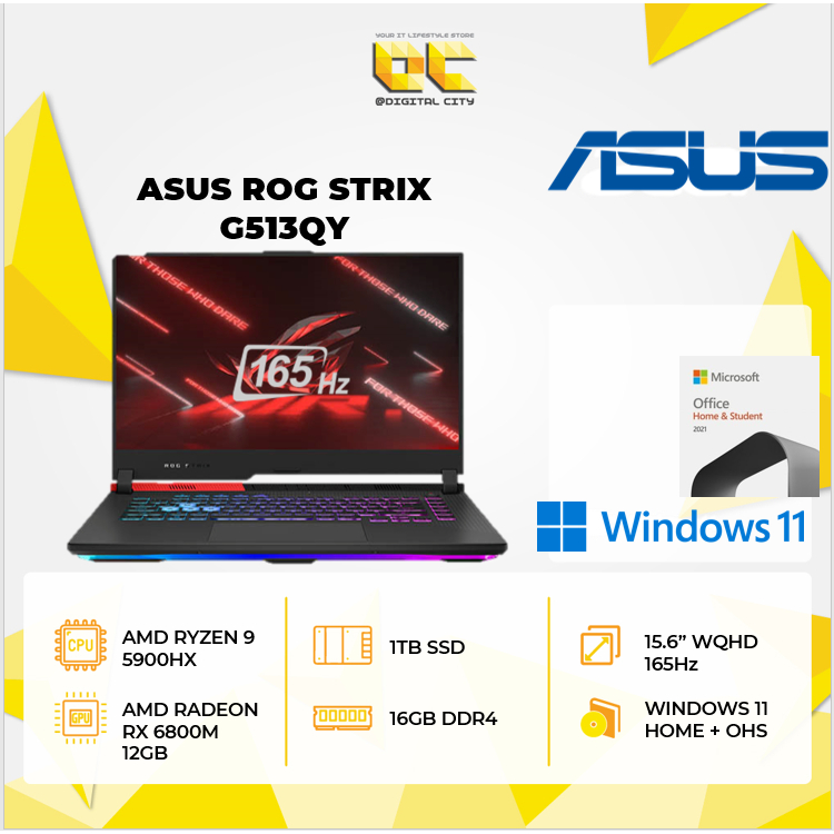 Asus ROG Strix G15 Ryzen 9 5900HX 16GB 1TB SSD W11+OHS 15.6 WQHD 165Hz