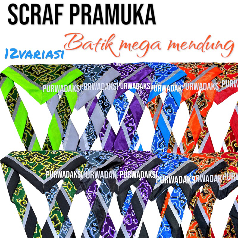 TERMURAH || Scraft Pramuka Batik Mega Mendung scarf Menyala skraf Scout Nyala / Scraft Pramuka Batik