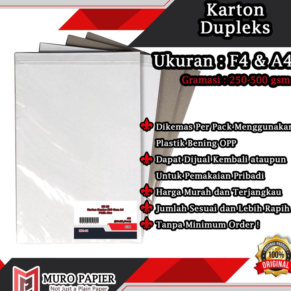 

Diskon Spesial PER PAK ISI 2 Karton Dupleks 25 5 gsm A4 F4 by Muro Papier