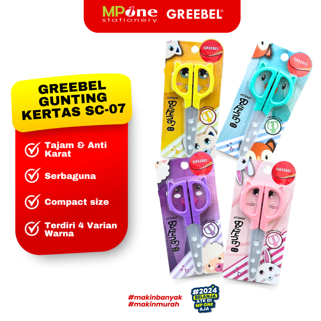 

Greebel Gunting Kecil Animal SC-07 Serbaguna / Gunting Kertas Lucu Warna Pastel + Penutup Greebel SC07