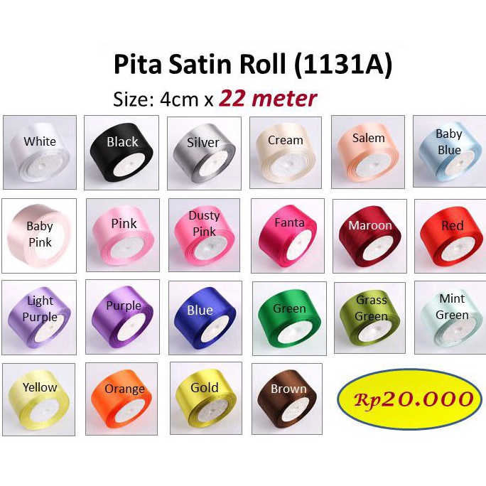 

Murah Meriah Pita Satin 4cm 2yard satin ribbon barang florist 1131A