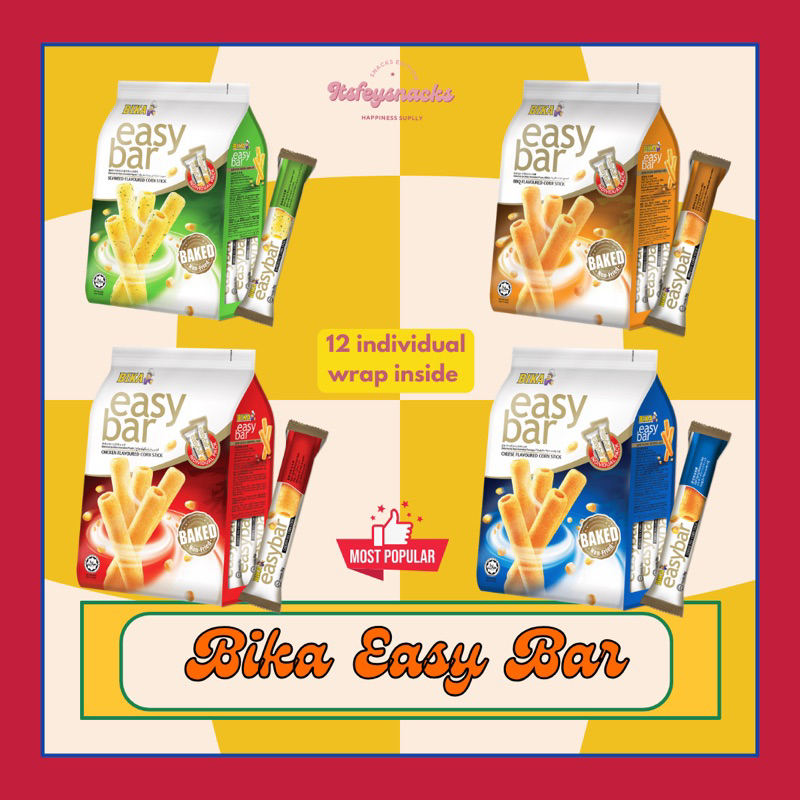 

[BIKA] READY STOCK EASY BAR BIKA BBQ, AYAM, CHEESE, DAN SEAWEED ISI 12 STICKS