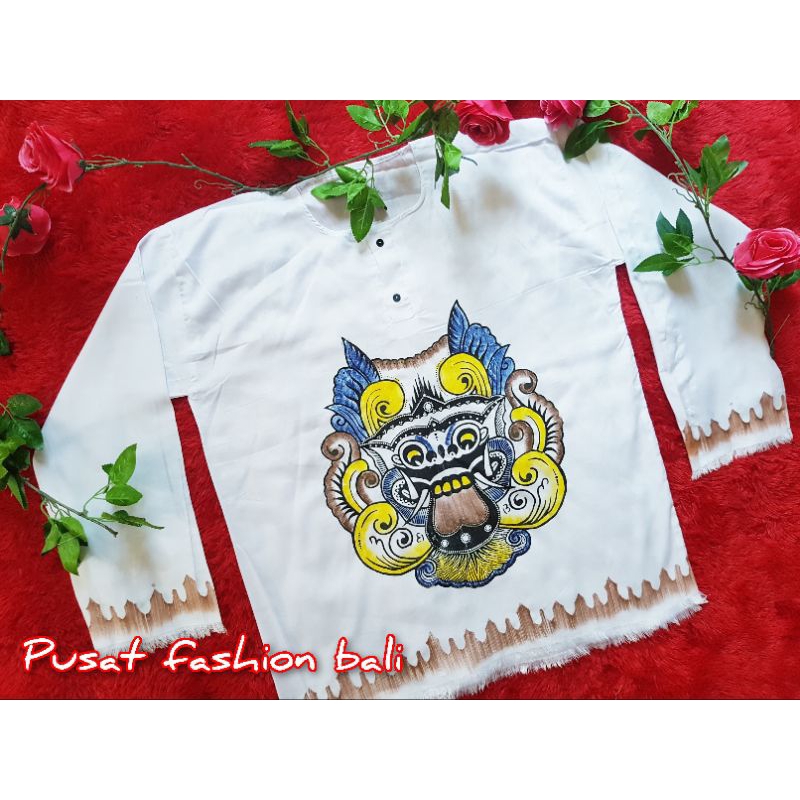 Baju barong lengan panjang jumbo baju barong warna putih baju barong khas bali pria wanita