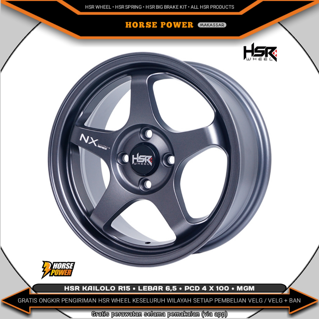 Velg R15 • Mobil 4 Baut Roda • Single Pcd 4 x 100 • Hsr Kailolo