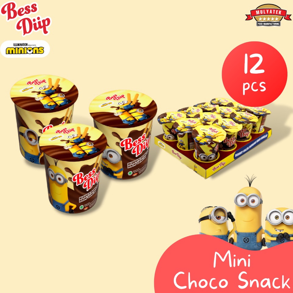 

fq Best Bess Diip Minions Chocolate Snack Mini Coklat Biskuit Biscuit Minion 12 pcs F56