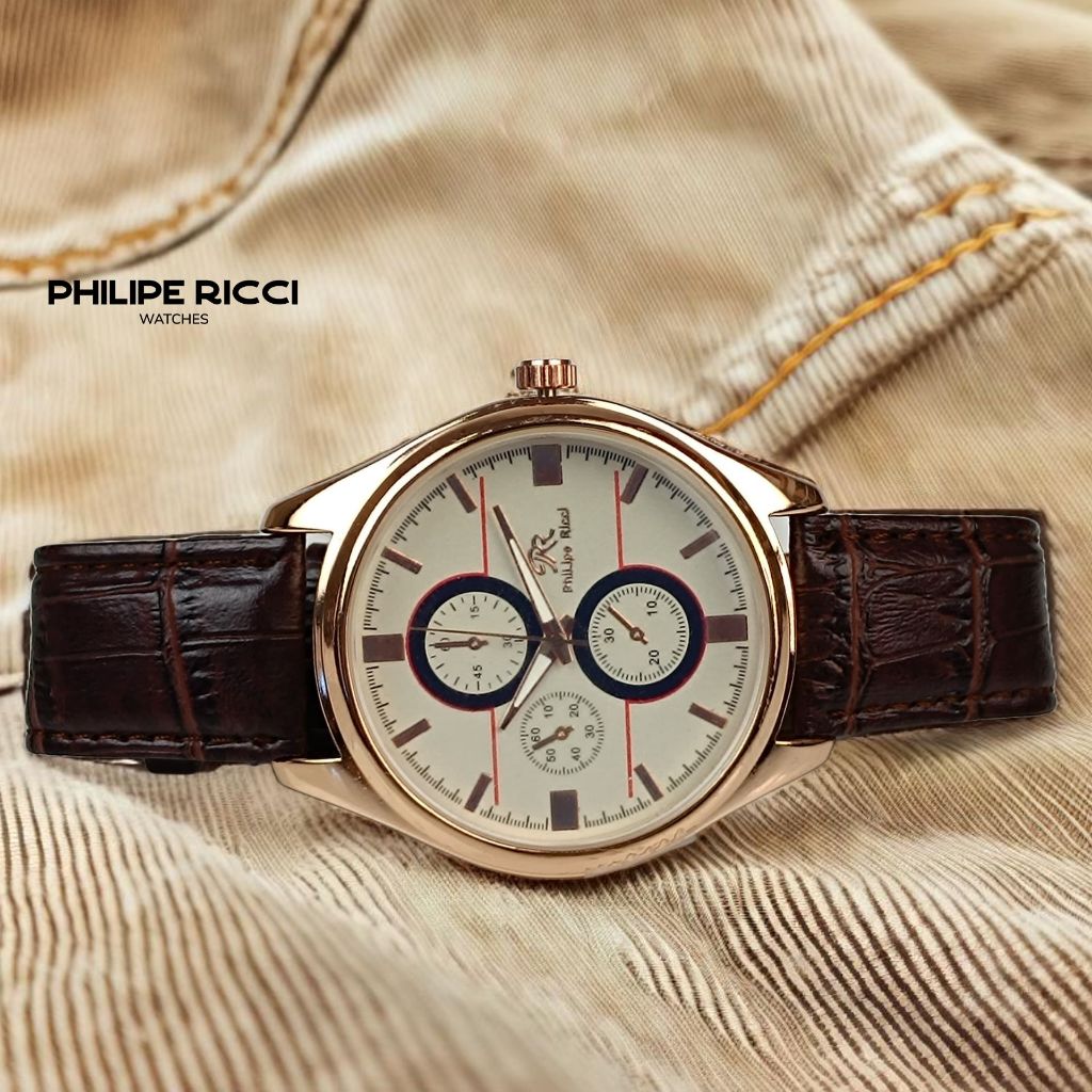 PhiLipe Ricci Jam Tangan Pria Kulit Analog Original Terbaru PRM3 Free BOX