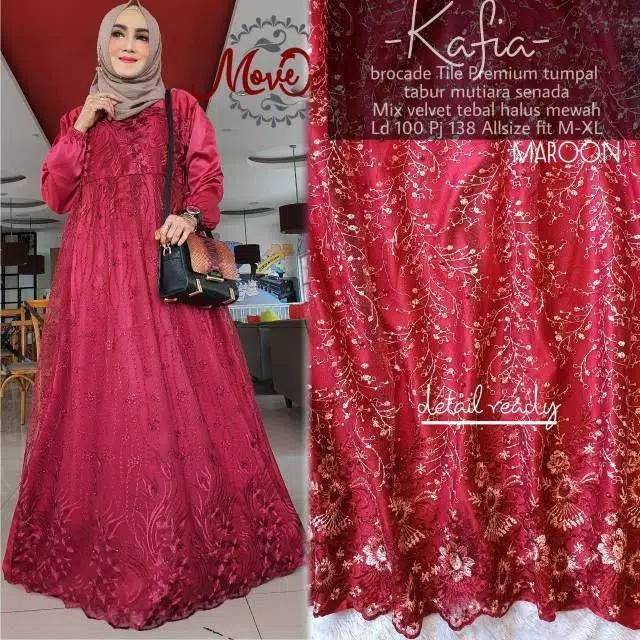 TERMURAH Asmara gown #1 JUMBO LD 120 SERAGAM PESTA gamis broklat tile depan belakang