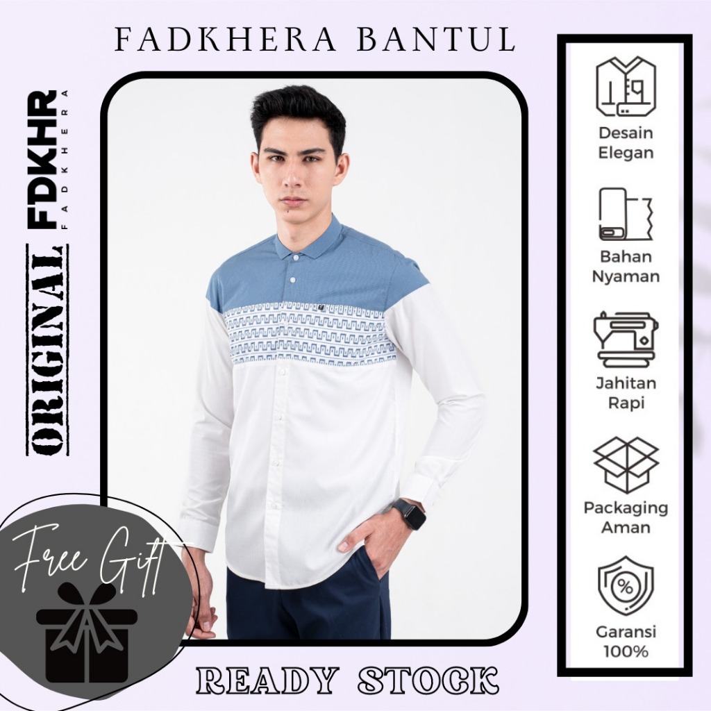 KOKO DEWASA MODERN FADKHERA OFFICIAL ELZAN LENGAN PANJANG DAN PENDEK PUTIH BIRU