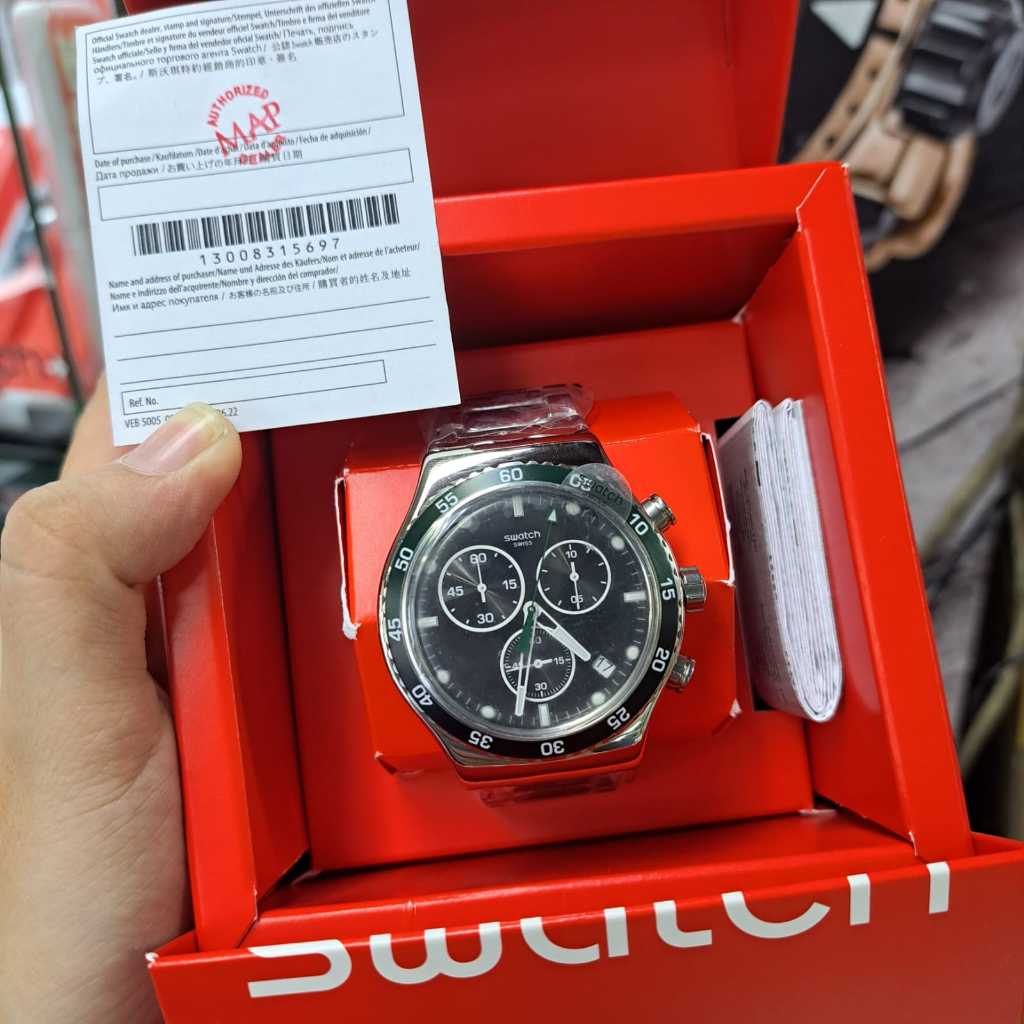 SWATCH YVS506G Dark Blue Irony Jam Tangan Pria Original