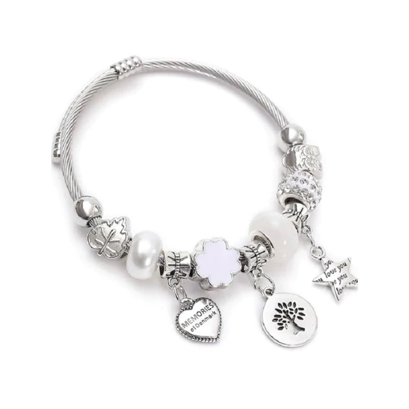 Gelang Pandora titanium / Gelang Charm Pandora / Gelang Silver & Baja