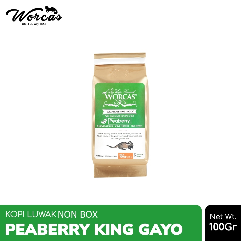 

WORCAS Kopi Luwak Liar Non Box Peaberry Gayo 100gr