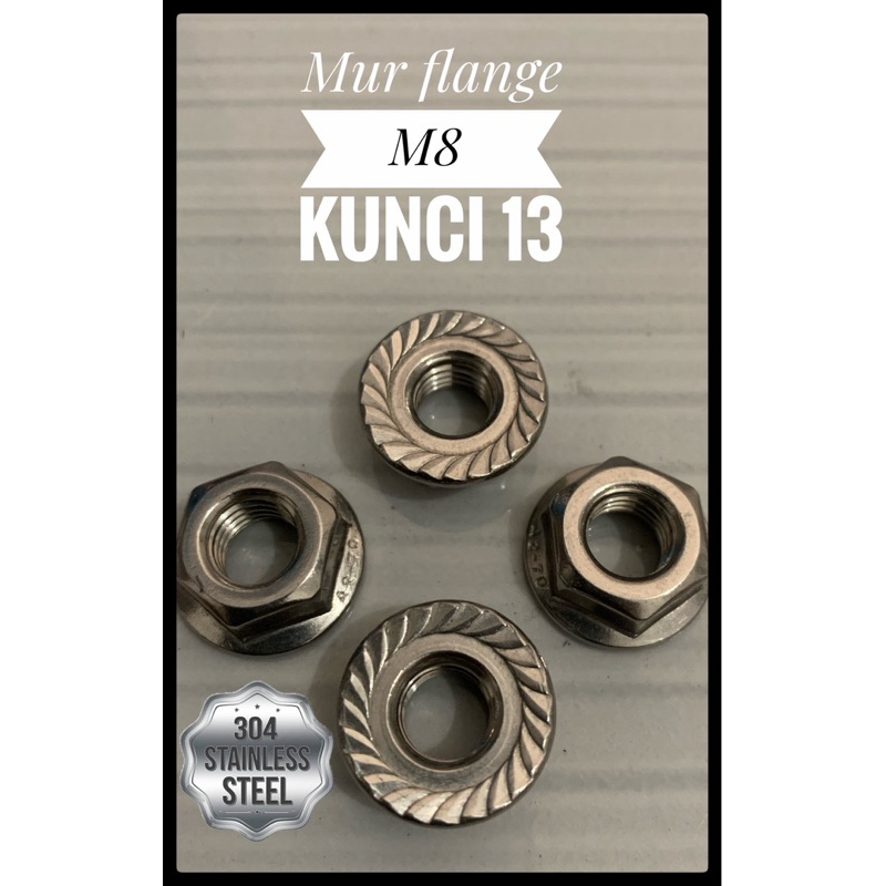 MUR MONEL M8 SS MUR FLANGE STAINLESS M8 kunci 13
