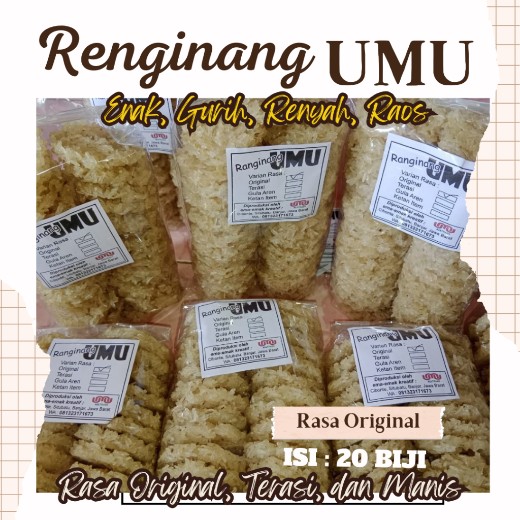 

UMU STORE - Rengginang Mentah Umu Khas Banjar Isi 20 Buah Rasa Original Terasi Ketan Pilihan Renyah / Gurih / Rekah | Ranginang Sunda Mentah Berkualitas