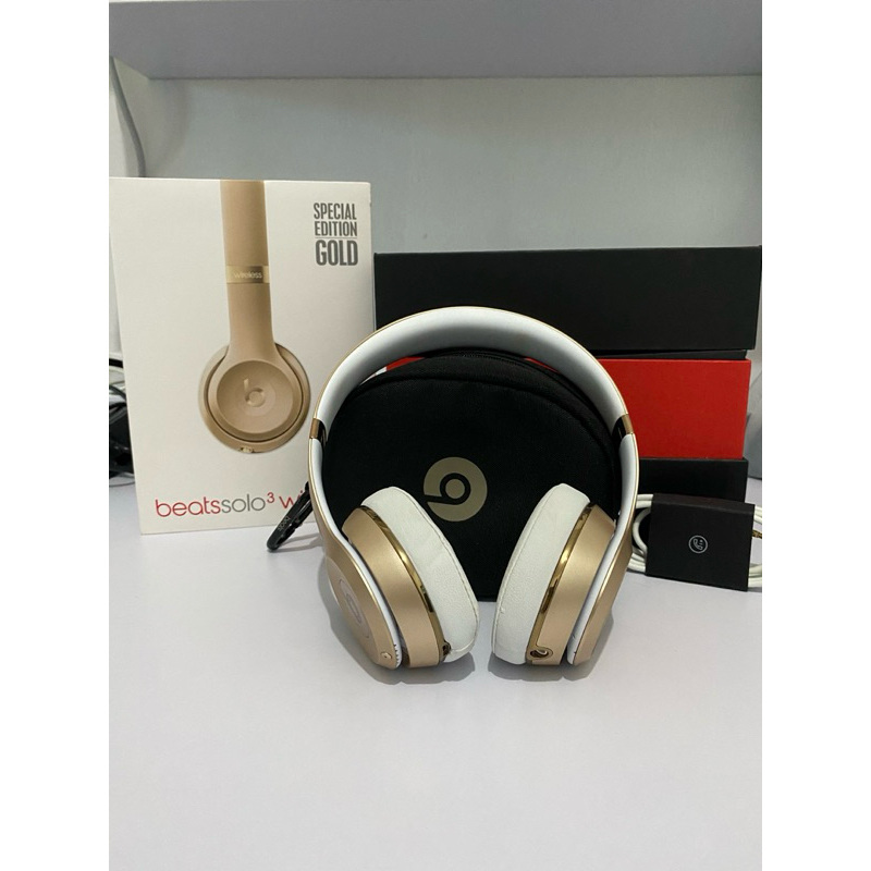 Headphone Beats Solo 3 Wireless Gold Original FULLSET LENGKAP