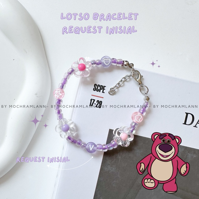 LOTSO Inisial Bracelet | Gelang Inspired Lotso Toy story | Gelang Wanita Beads Bracelet Manik Aesthe