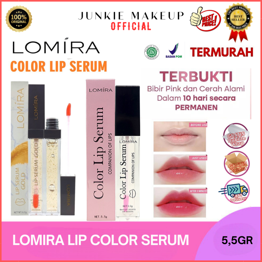 𝗝𝗨𝗡𝗞𝗜𝗘 𝗠𝗔𝗞𝗘𝗨𝗣 - Lomira Lip Serum | Serum Bibir Hitam | Lip Serum | Melembabkan Kulit Bibir [BPOM]
