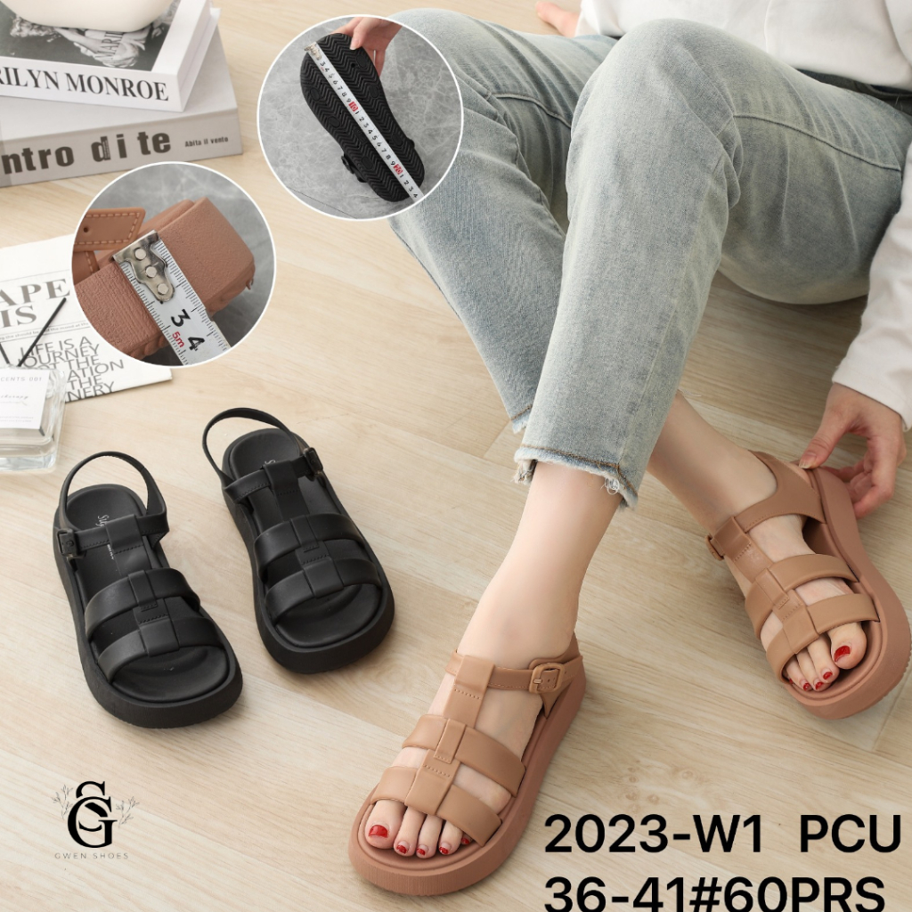 Sepatu Sandal Wanita Karet Model Tiga Tali Balance / 2023-w1
