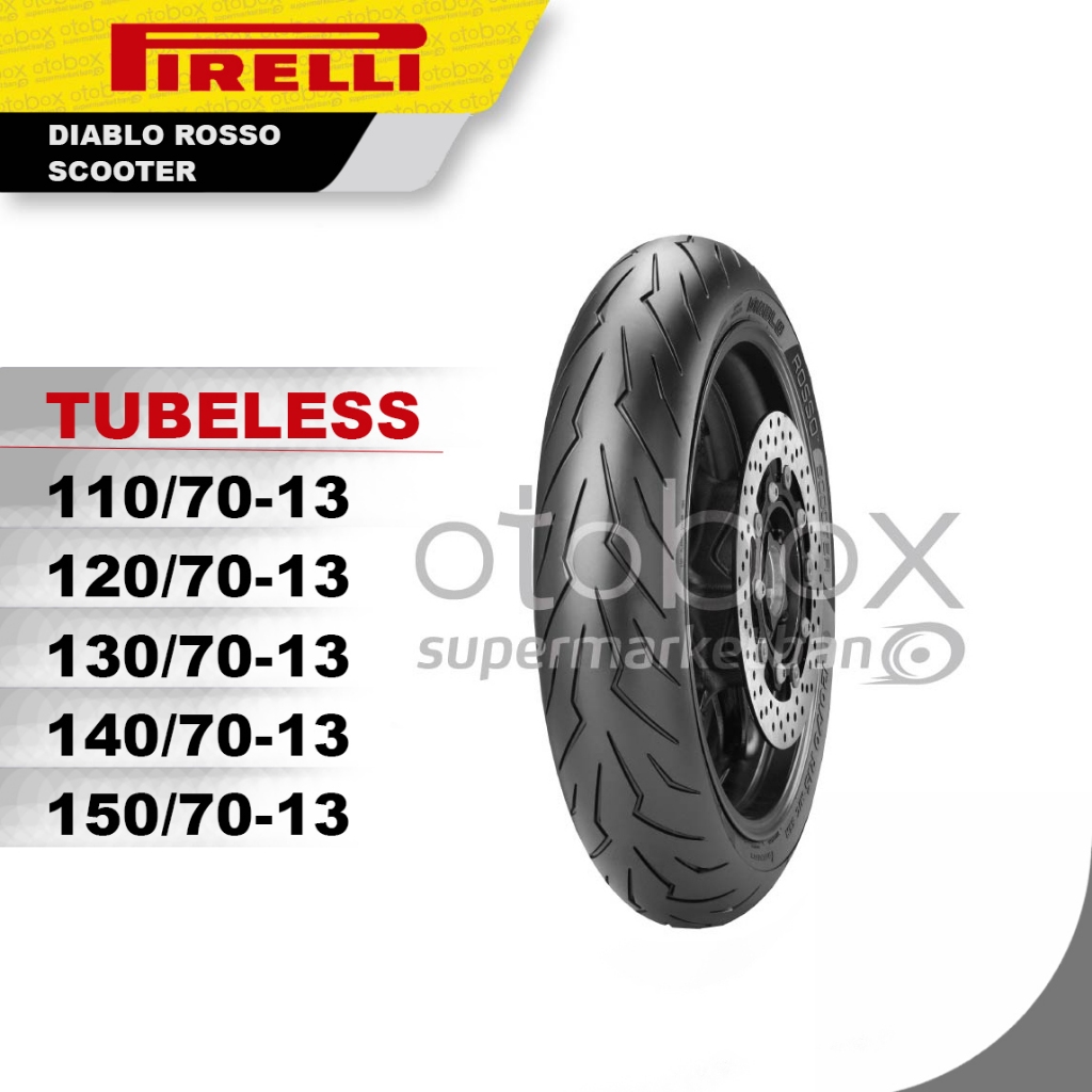 Ban Luar PIRELLI DIABLO ROSSO SCOOTER Ukuran 110/70 120/70 130/70 140/70 150/70 Ring 13 Tubeless