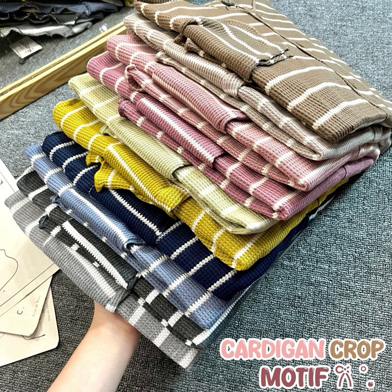 CARDIGAN SALUR CARDIGAN STRIP WAFFLE MODEL SALUR / CARDIGAN BAHAN WAFFLE
