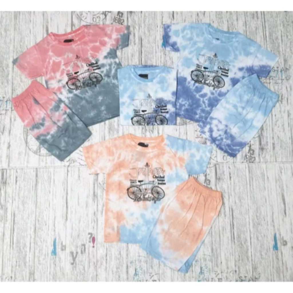 Setelan kaos anak motif monas kaos tie dye motif jakarta baju anak laki laki baju anak perempuan