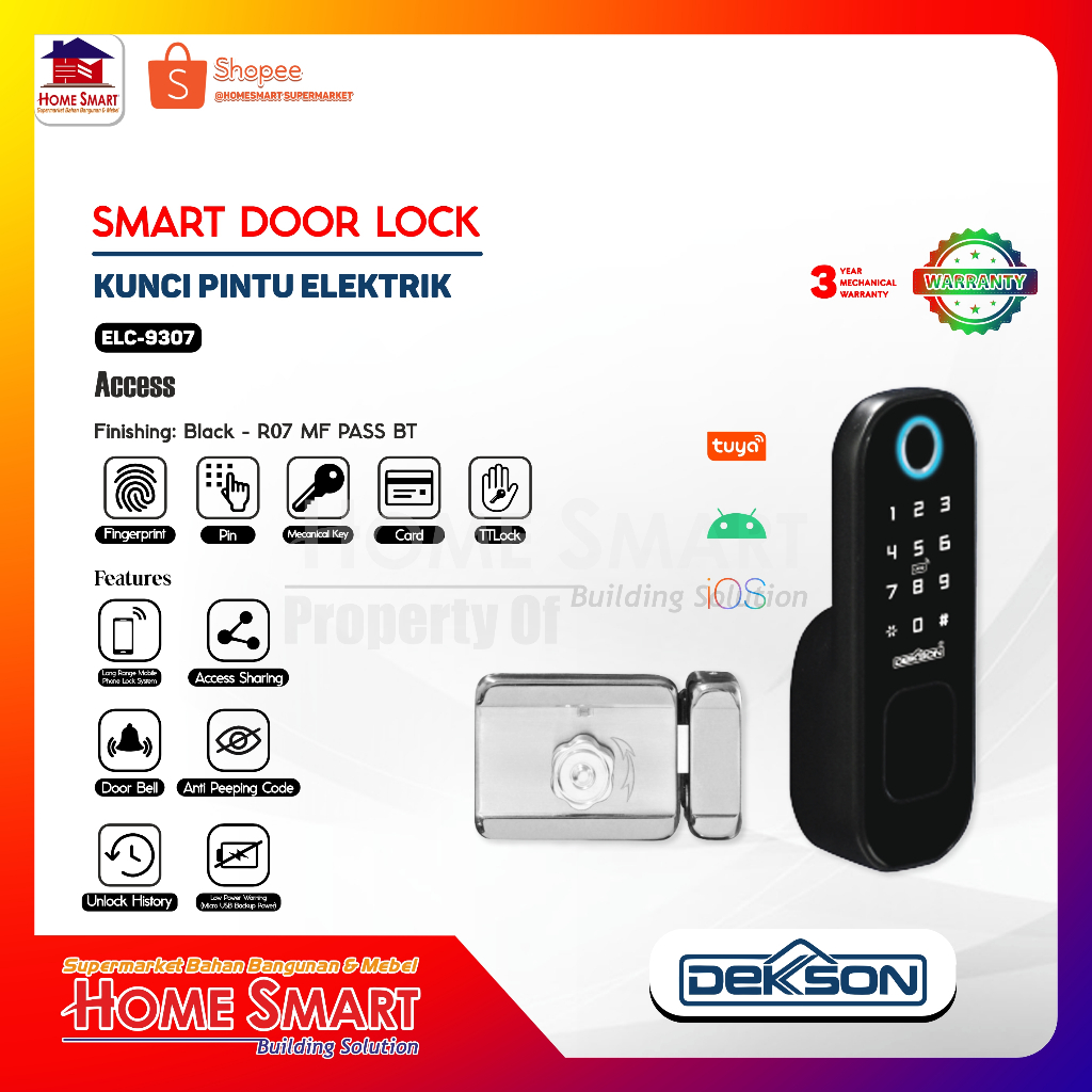 DEKSON ELC 9307 R07 MF PASS BT Smart Digital Electronic Lock