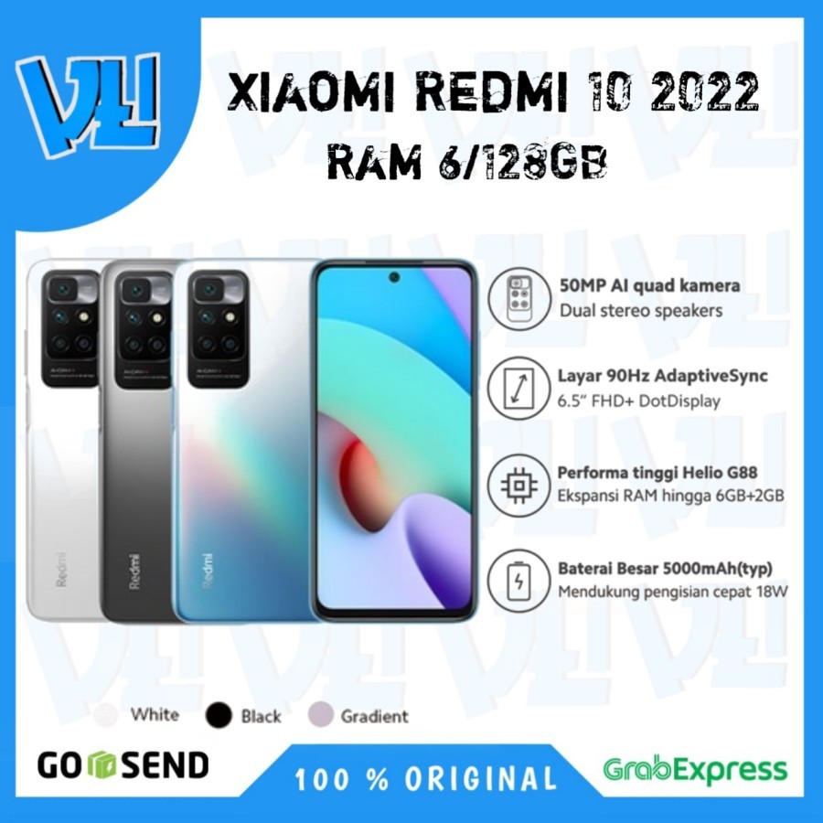 Redmi 10 2022 RAM 6/128GB Ram 6 Rom 128GBGaransi Resmi